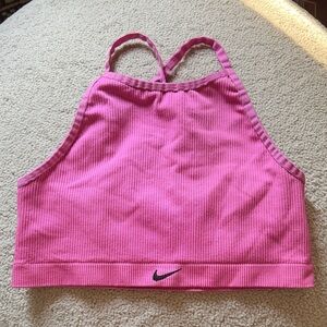 Nike Vibrant Pink Ribbed Sports Bra Top